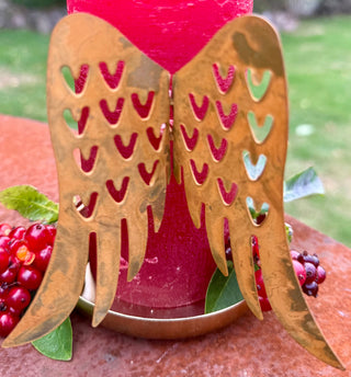 Engelflügel als Kerzendeko, Gartenfigur aus gerostetem Metall, Ansicht 4