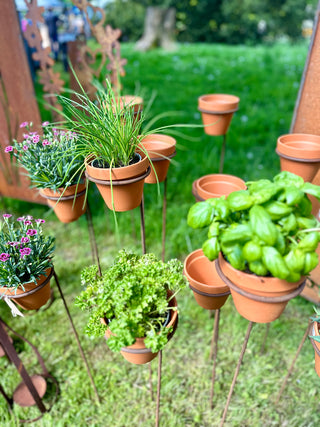 Blumen-/ Kräuterstab mit passendem Tontopf