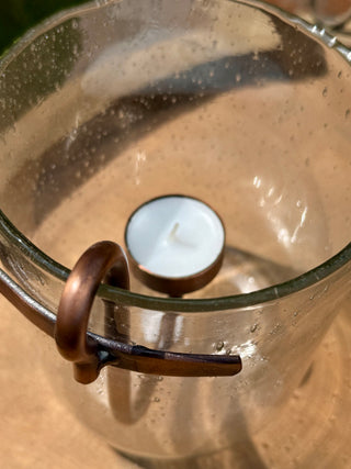 Windlicht Glas mit Halter für Teelicht