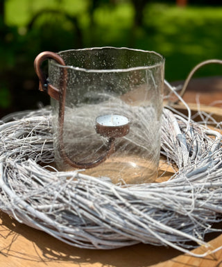 Windlicht Glas mit Halter für Teelicht