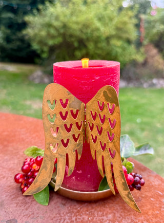 Engelflügel als Kerzendeko, Gartenfigur aus gerostetem Metall, Ansicht 2