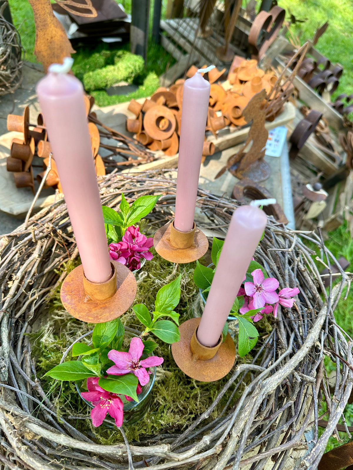 3er Set Kerzenhalter für Stabkerzen zum Einschrauben – STEEListen Garten & Ambiente